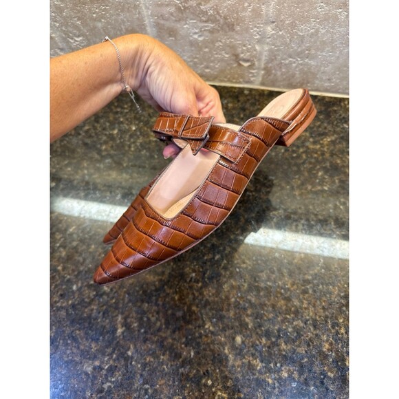 Ad & Daughters Jemma Croc Embossed Brown Leather Mules Size 7.5 EUC - Picture 11 of 13